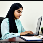**

"A professional Pakistani businesswoman in a modest shalwar kameez, working on a laptop in a modern office in Karachi, fully clothed, appropriate attire, safe for work, perfect anatomy, natural proportions, professional photography, high quality, family-friendly."

**